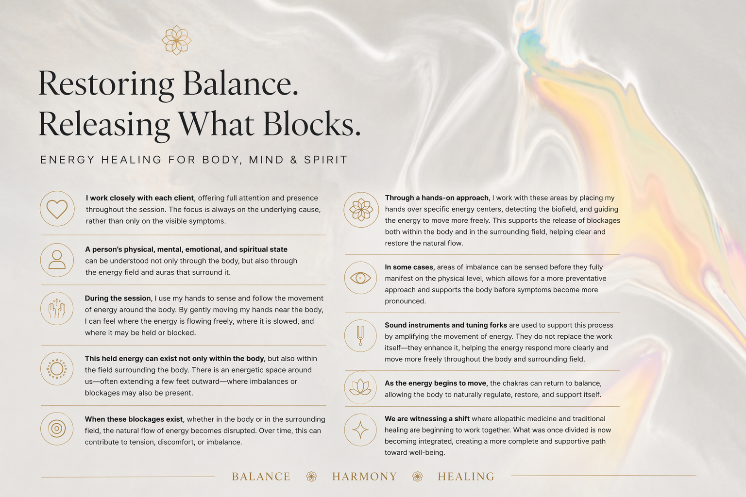 Restoring Balance. Releasing What Blocks.